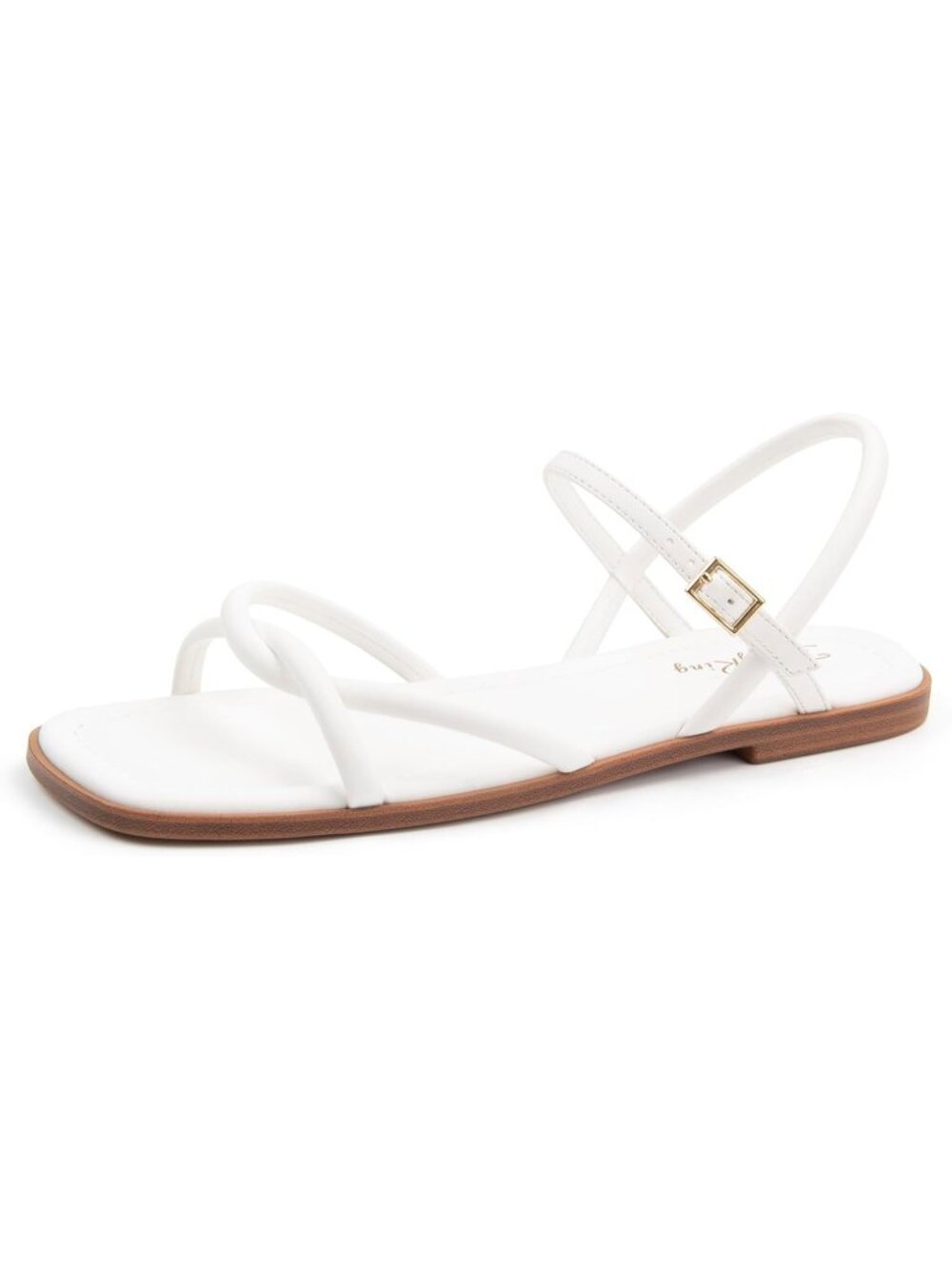 Women's White  Summer Comfortable Cross-Strap Design Square-Toe Beach Sandals
